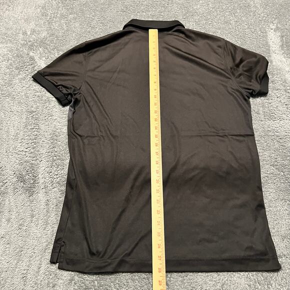 J.Lindeberg Polo Shirt Mens Medium Ace Regular Fit TX Jacquard Black Gray Golf - Picture 6 of 8
